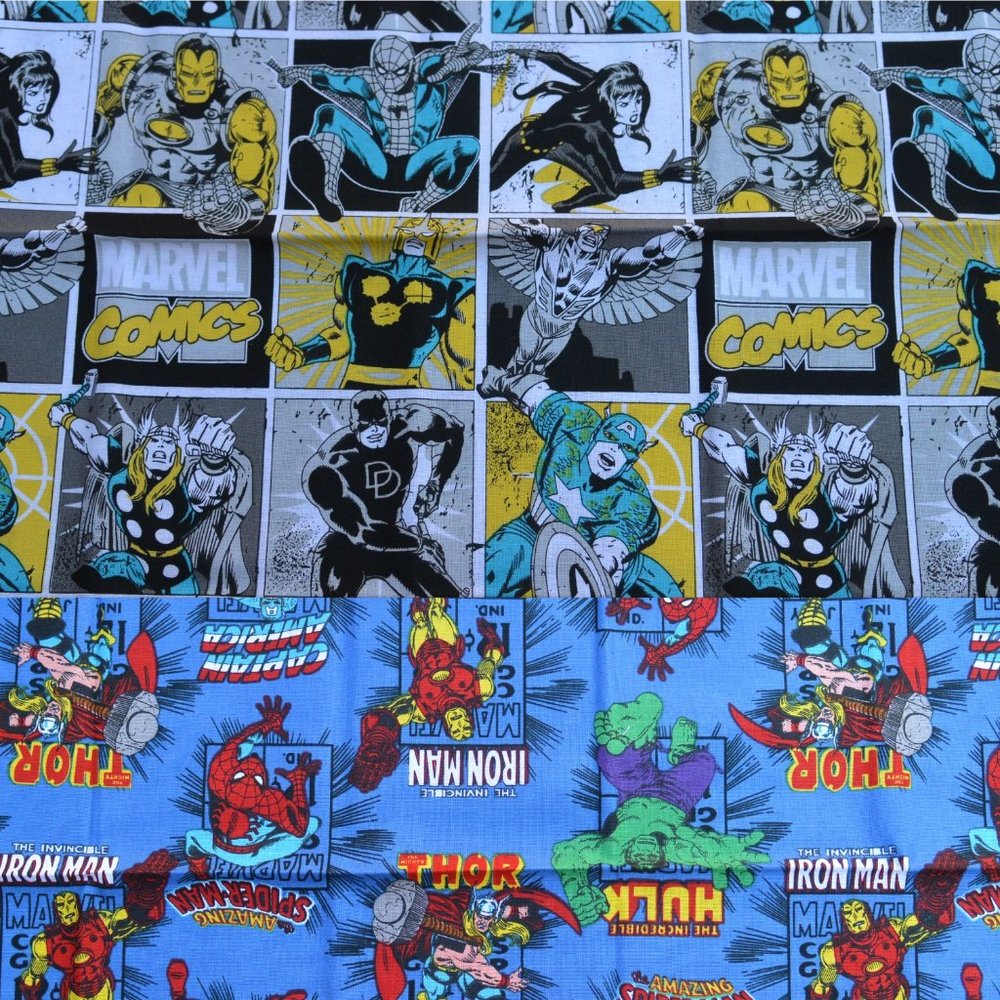 marvel comics fabric material 2 fat quarters